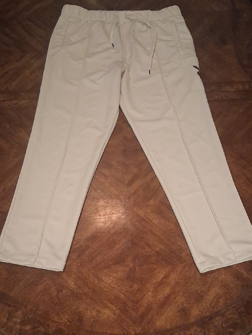 PLAYBOY Men's Cream Drawstring Joggers with Side Logo